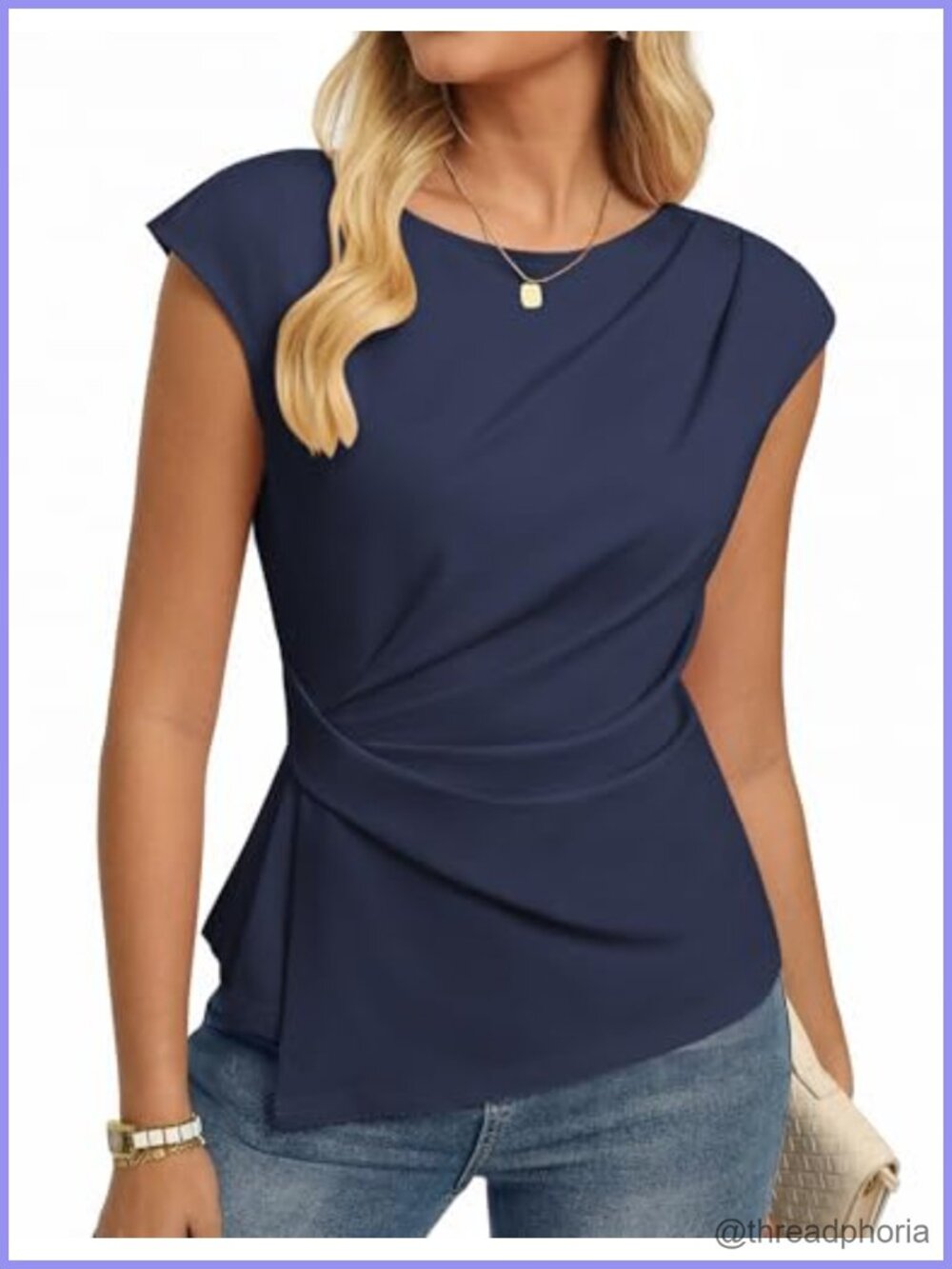 Women's Summer Peplum Blouse Dressy Work Top Cap Sleeve